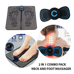 (pack Of 2) Ems Massager For Neck & Foot Combo Pack With Rechargeable Battery